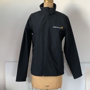 Solar Winds Black zip front fleece lined windbreaker adult small